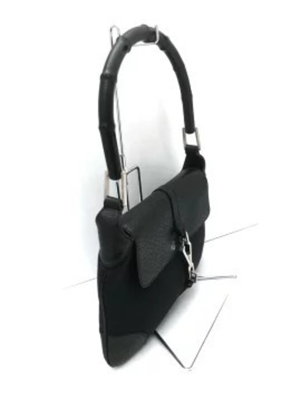 Gucci Handbag Bamboo Black Jacquard Leather